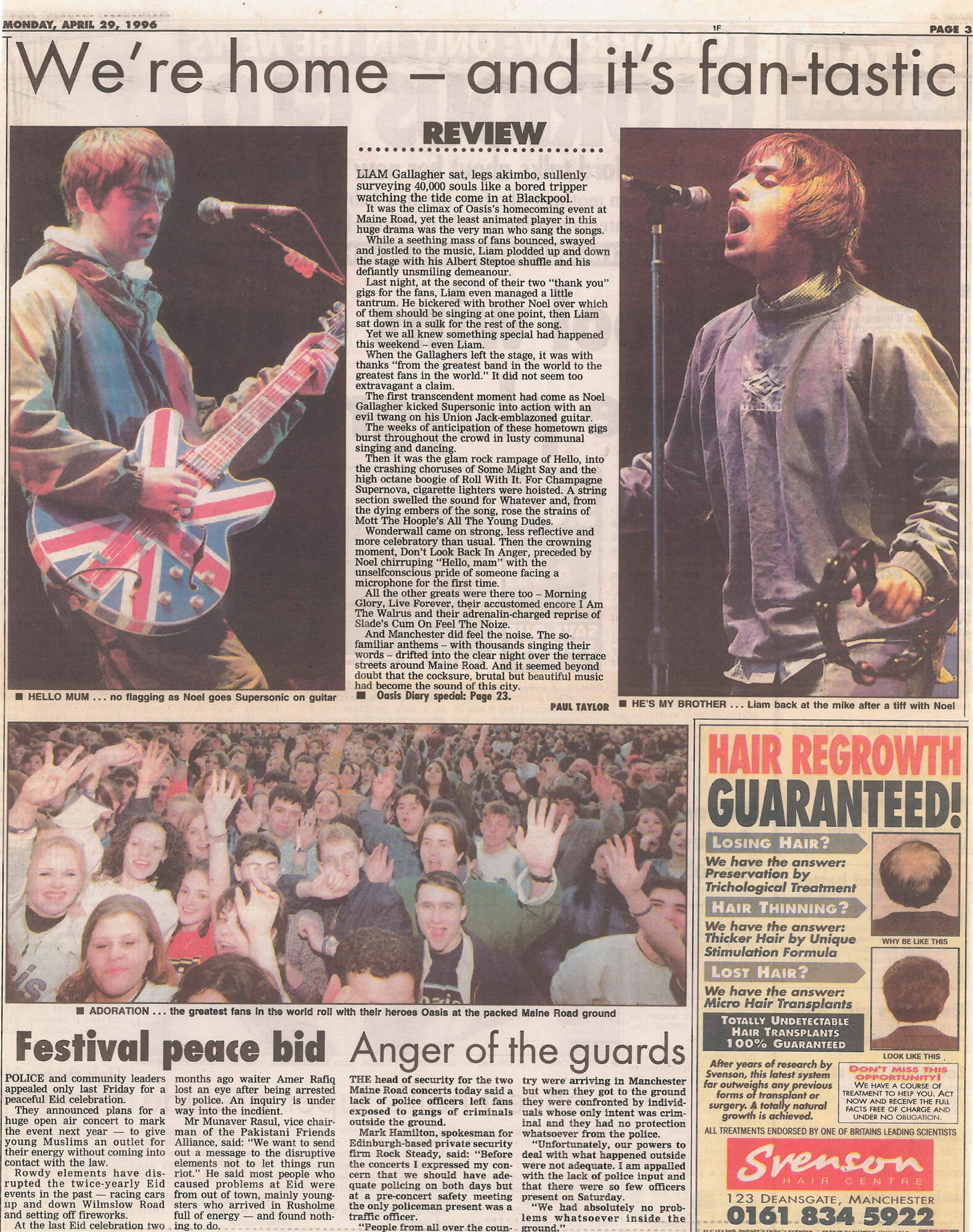 oasis-live.net | the ultimate Oasis Gigography | (April 27, 1996)