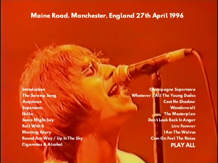Oasis at Maine Road; Manchester, England - April 27, 1996