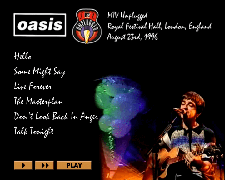 Oasis at MTV Unplugged; Royal Festival Hall, London, UK - August 23, 1996