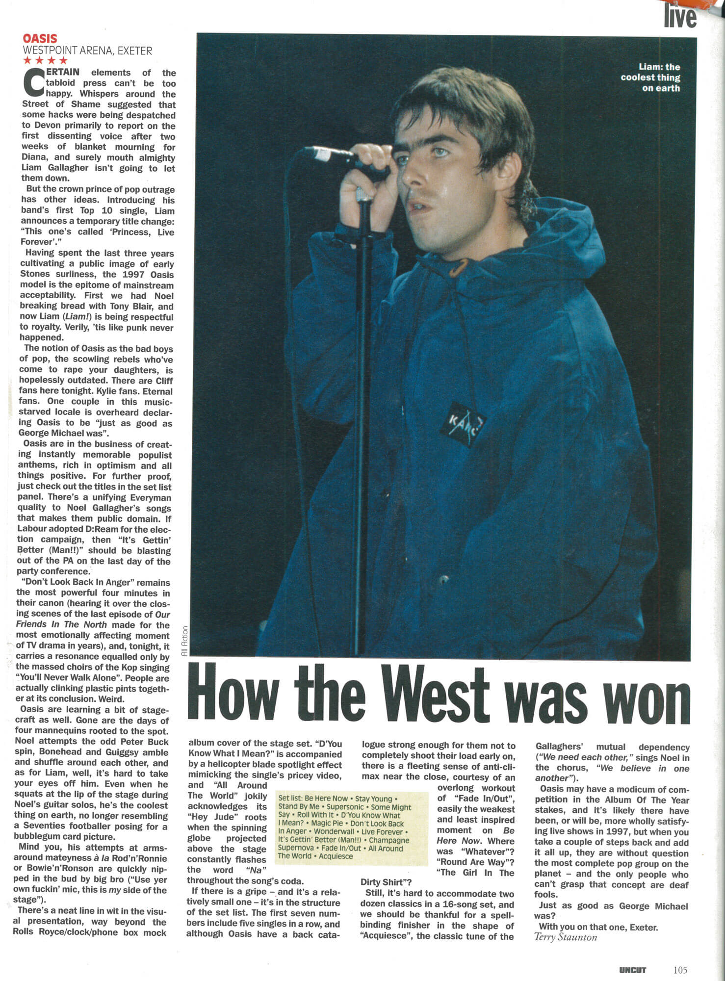 Oasis at Westpoint Arena; Exeter, England - September 14, 1997