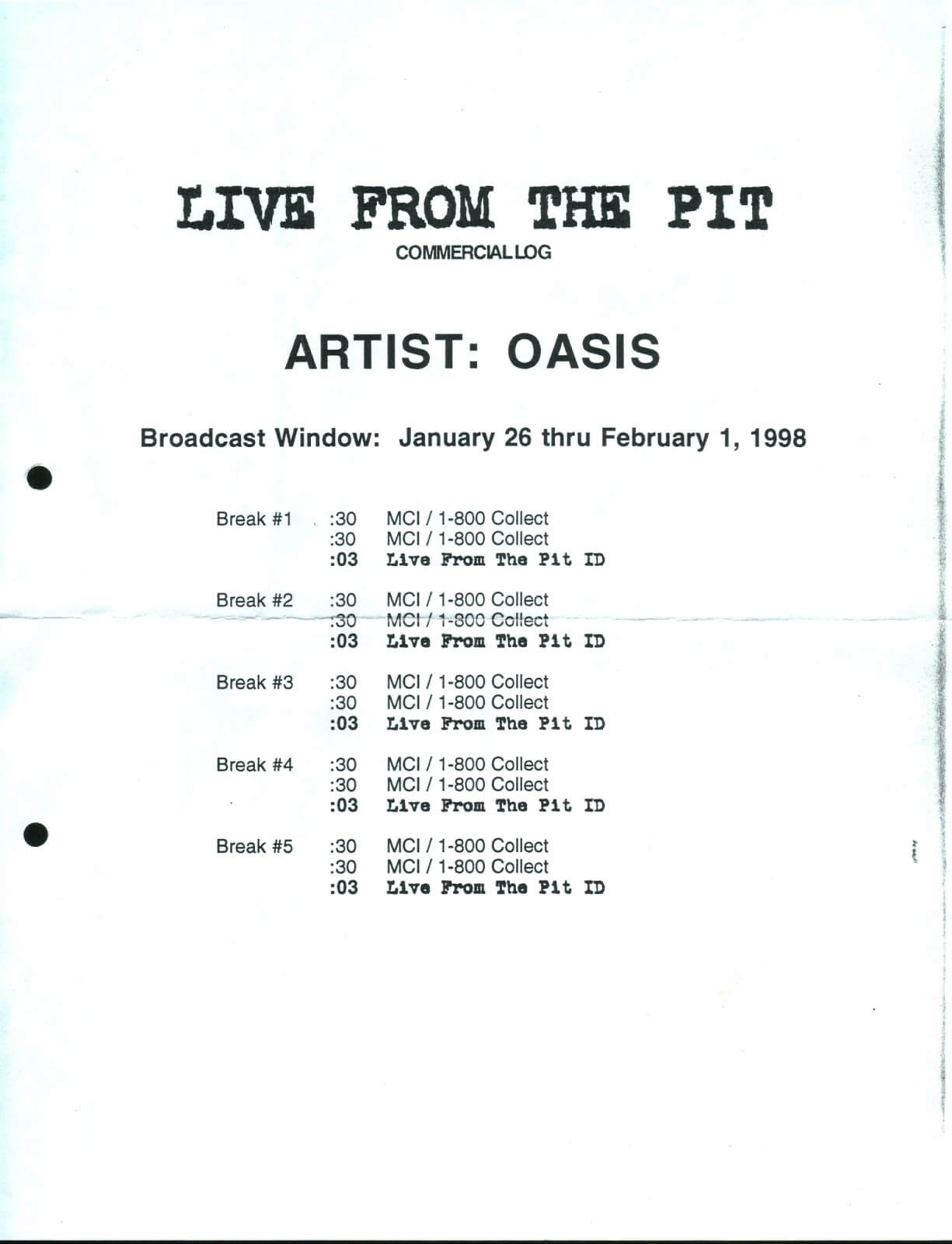 Oasis at Rosemont Horizon; Chicago, IL - January 17, 1998