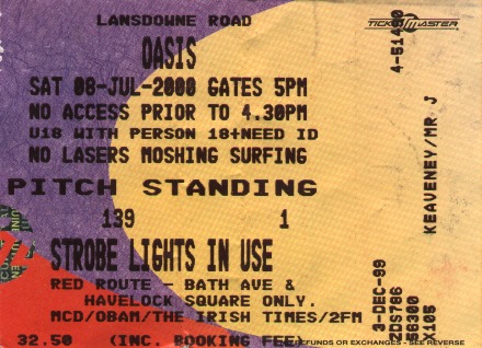 Oasis at Lansdowne Road, Dublin - July 8, 2000